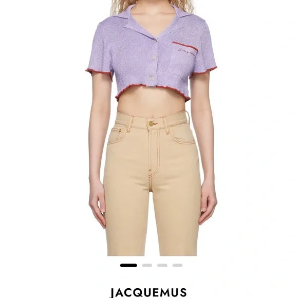 Jacquemus Lavender Cropped Button Up. Worn once size: FR 46 - Picture 3 of 5